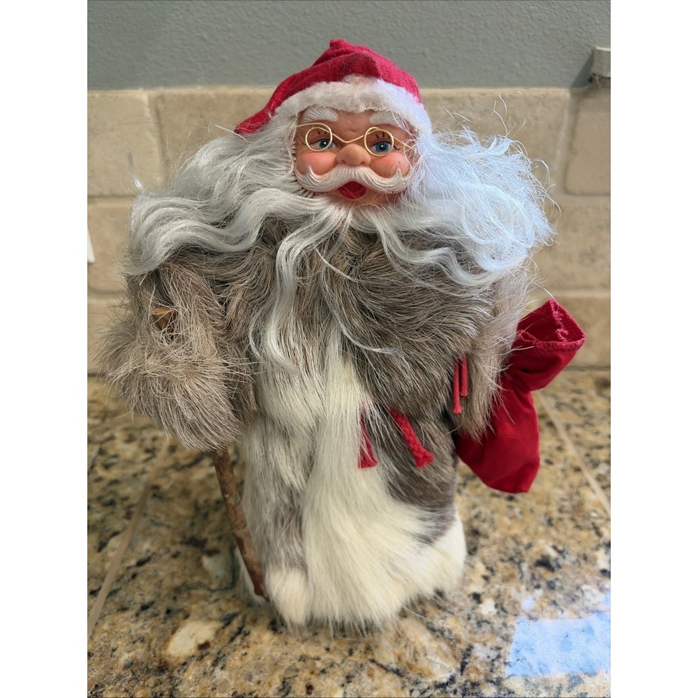 Handmade Finland Santa‎ Claus St Nick Reindeer Fur Holiday Christmas Decoration